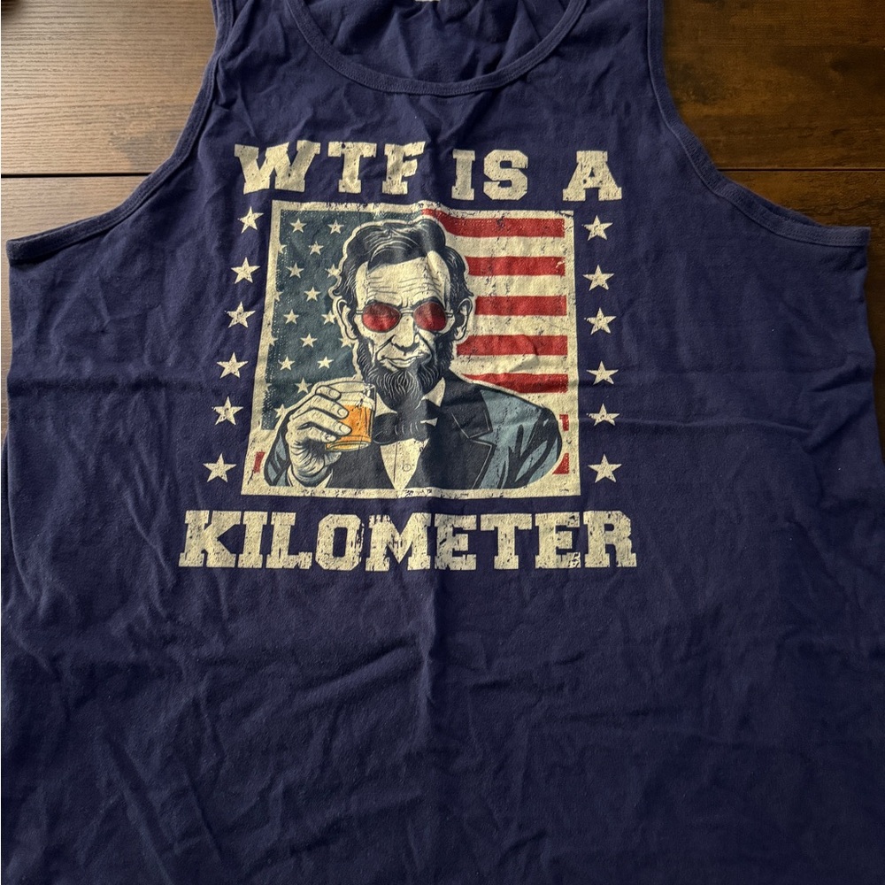 WTF Is A Kilometer Abe Lincoln July 4th Funny Patriotic Tank Top